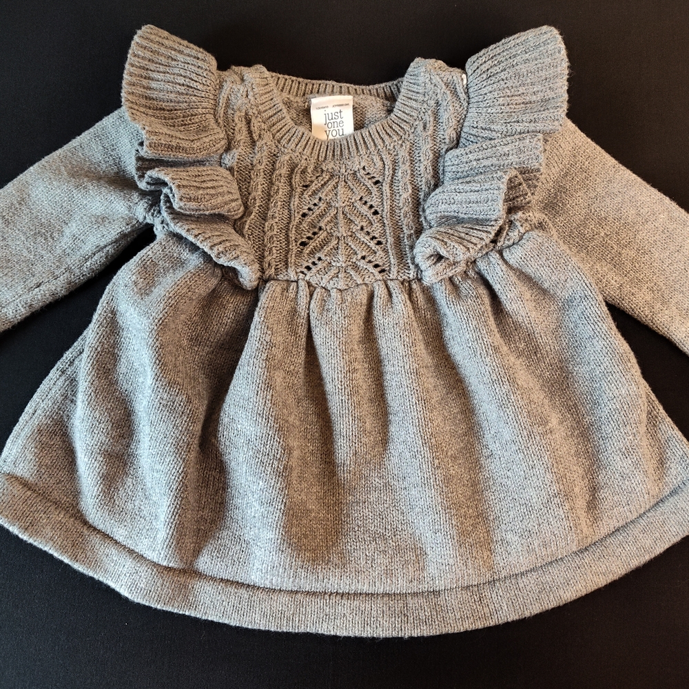 Carter's Adorable Gray Ruffle Knit Dress for Newborn